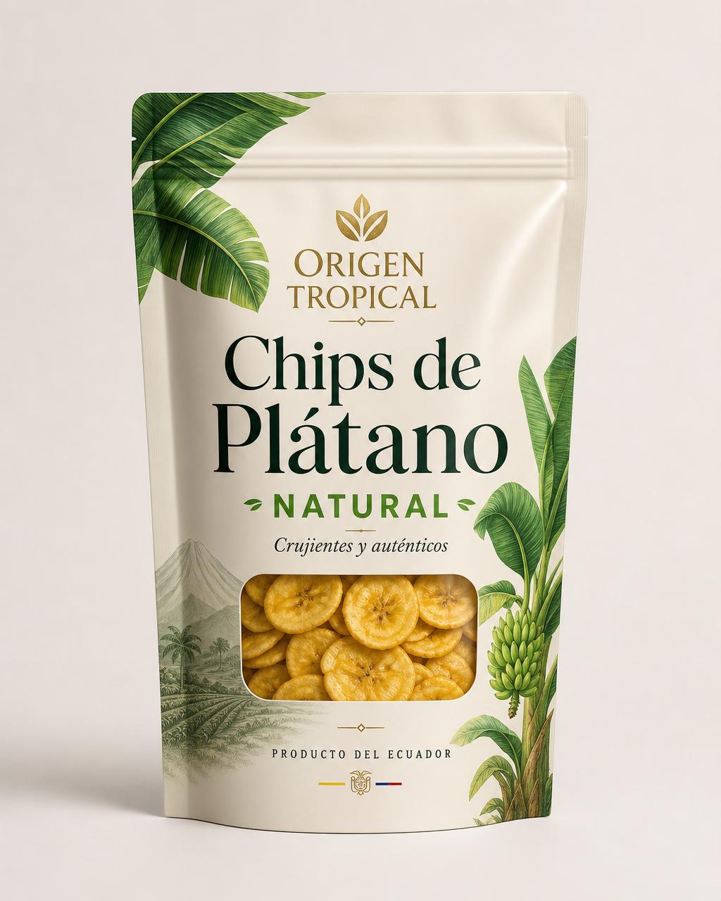 Empaque Chips de Plátano Natural — Origen Tropical